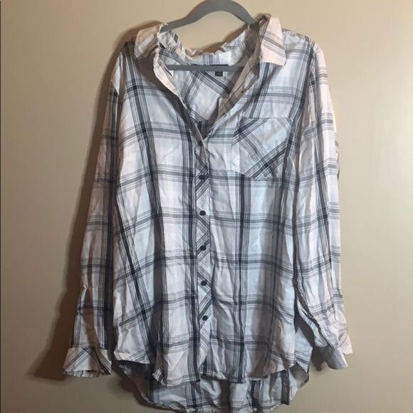 Torrid White Plaid Twill Shirt NWT - Picture 5 of 6